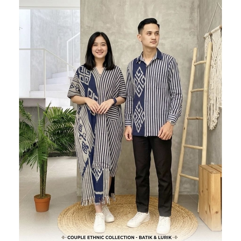 CAPELAN BAJU COUPLE TENUN (WOVEN DRESS AND WOVEN SHIRT) WOVEN KAFTAN DRESS AND LONG SLEEVE WOVEN SHI