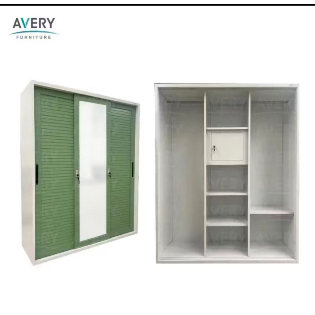 Lemari Plat Besi 3 Pintu Jumbo Sliding / Lemari Sliding Besar / Lemari Besi Sliding 3 Pintu