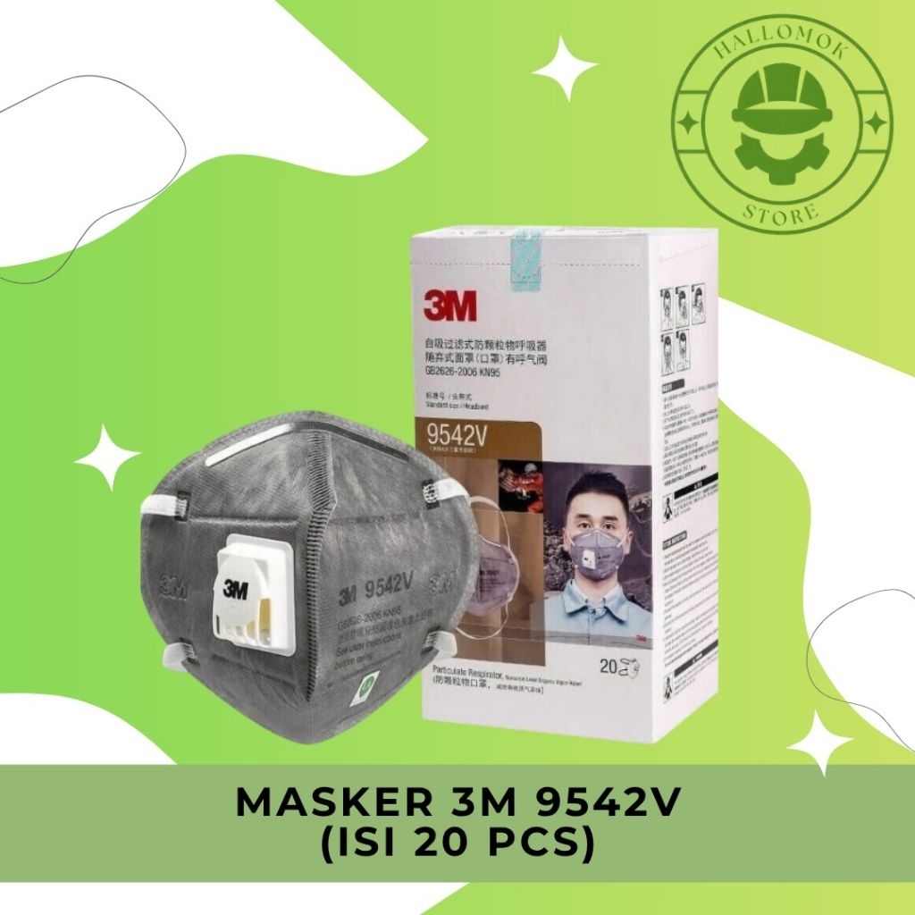 Masker 3M 9542V KN95 P2 (Isi 20 Pcs)