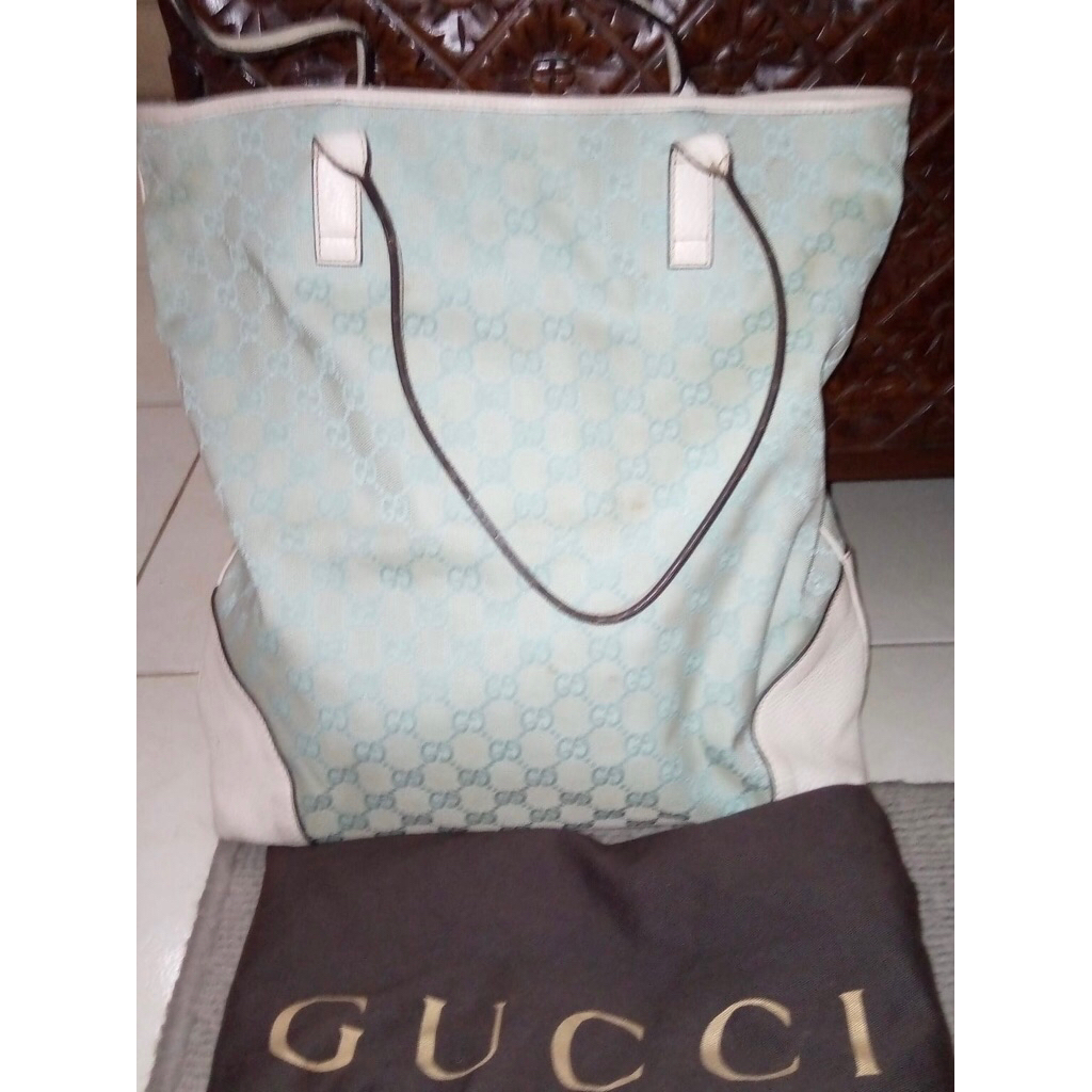 Gucci canvas blue sky tote - Authentic