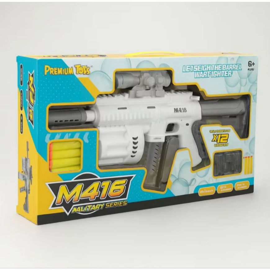 Mainan Anak Pistol 3 in 1 Bubble Gun M416 / Soft Bullet, Blaster, Water / Mainan Anak Pistol Nerf 3 