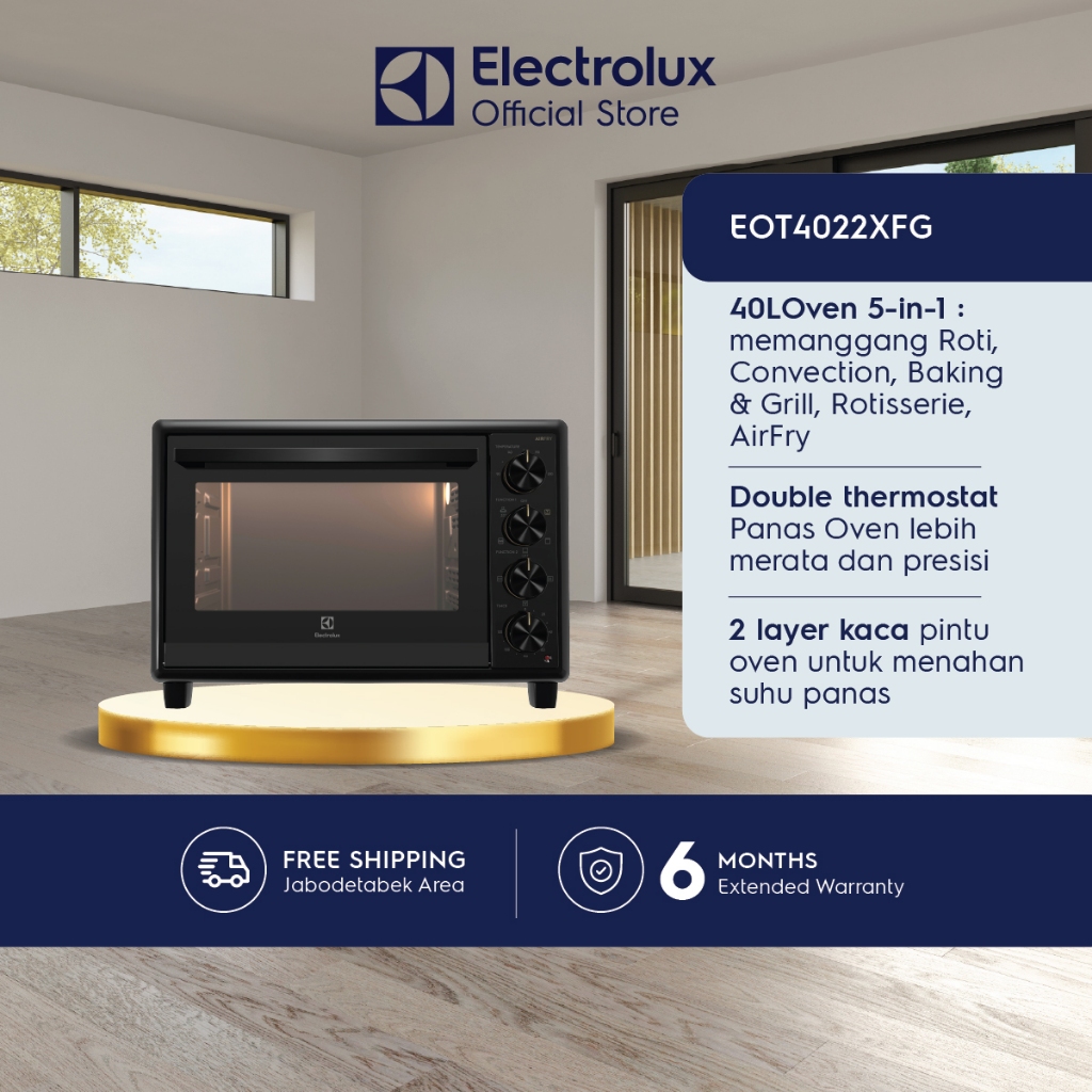 Oven Listrik Electrolux EOT-4022XFG 40L Silver - Freestanding dengan Fitur Auto Cook dan Timer