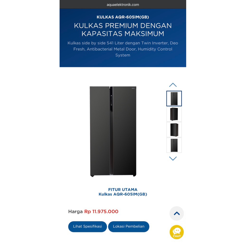 Kulkas Aqua AQR605IM GB Baru Bergaransi 100% (unit Ex Display)
