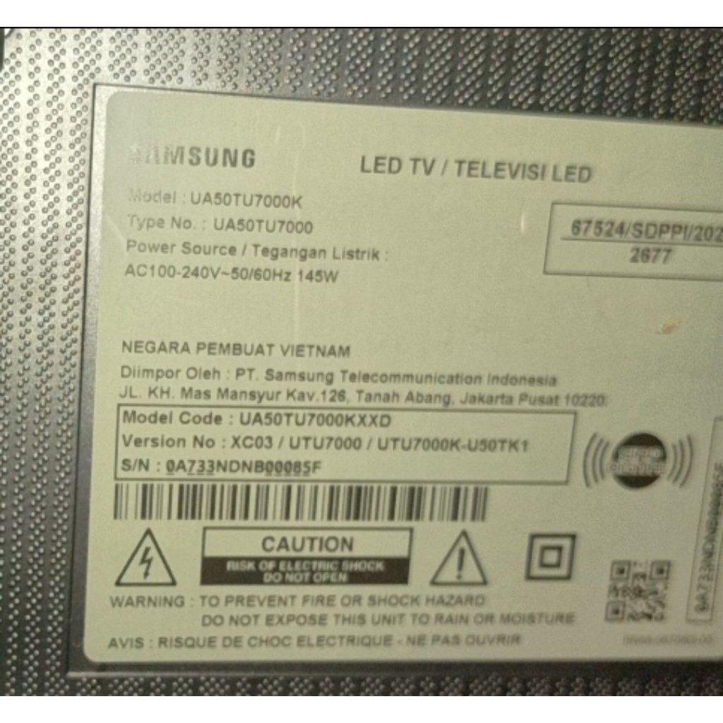 samsung 50 inch parts mesin tv ua50tu7000k segelundung berikut body