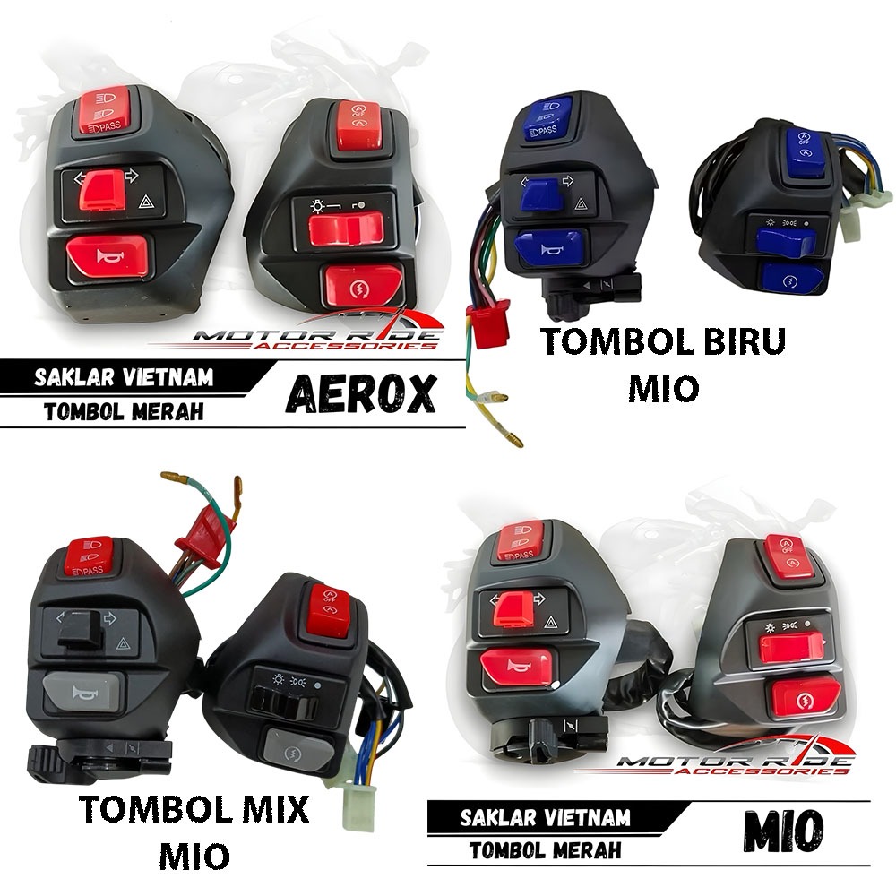 PROMO MURAH SAKLAR KIRI KANAN LENGKAP MOTOR MIO AEROX FULLSET TOMBOL MERAH KOMPLIT ENGINE ON OFF STA