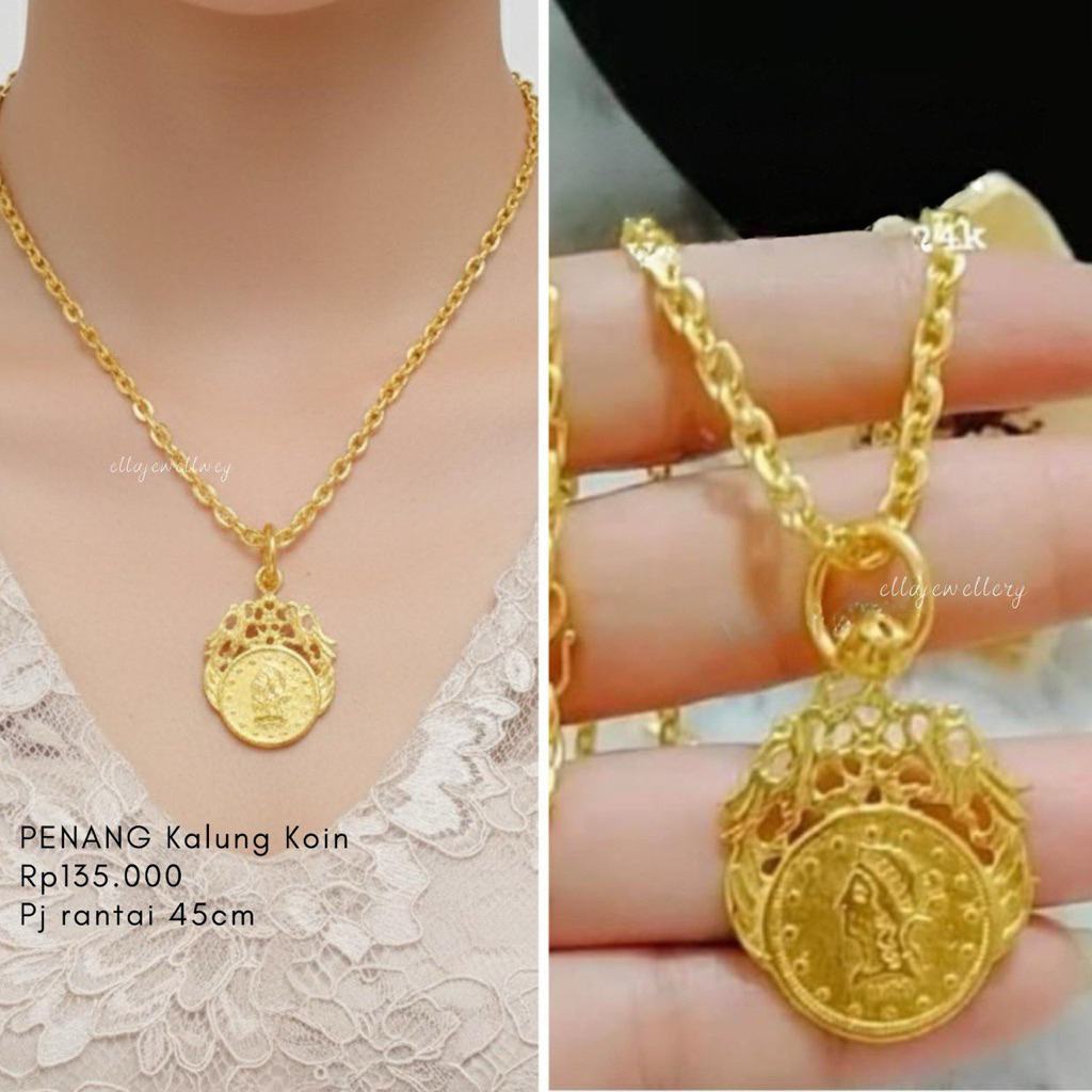 Kalung Koin Elisabeth. xuping titanium lapis mas medan Sumbayak