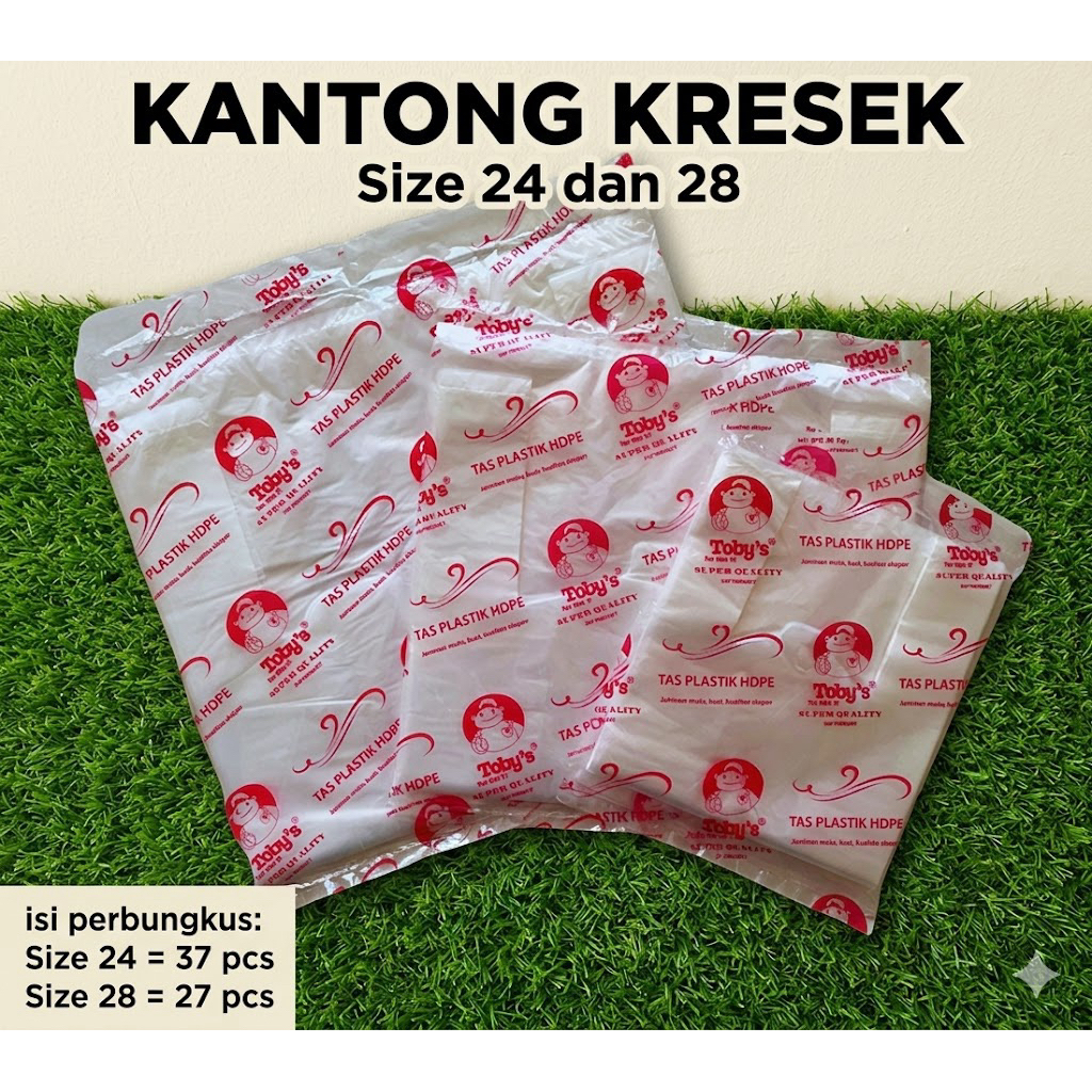 Tobys Kresek size 24/28 | Kantong Kresek Tanggung dan Besar | Kresek HDPE | Kresek Bening Transparan