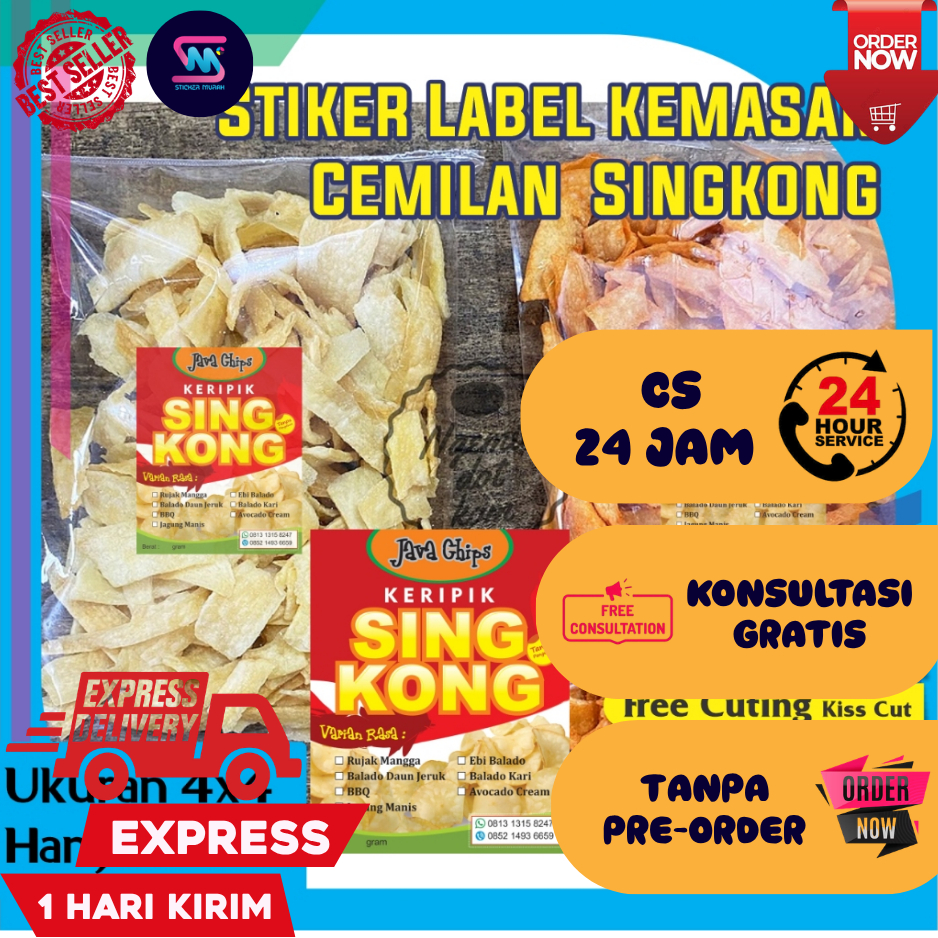 Stiker Murah Bandung Sticker Label Kemasan Jualan Produk Keripik Singkong Gratis Desain Free Cutting
