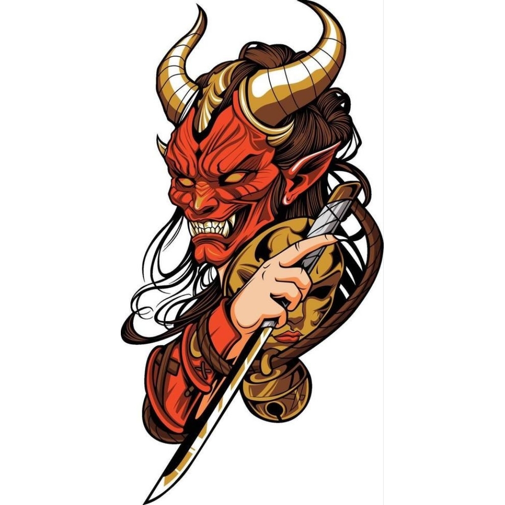 water slide decal gambar samurai size 15x20 cm,