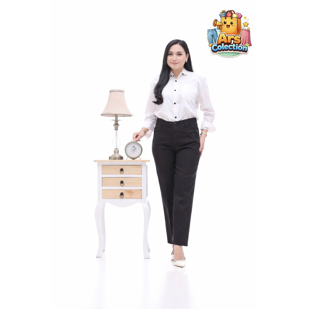 CELANA KANTOR FORMAL KERJA WANITA SLIMFIT BAHAN DASAR KAIN / Celana Bahan Kain Hitam