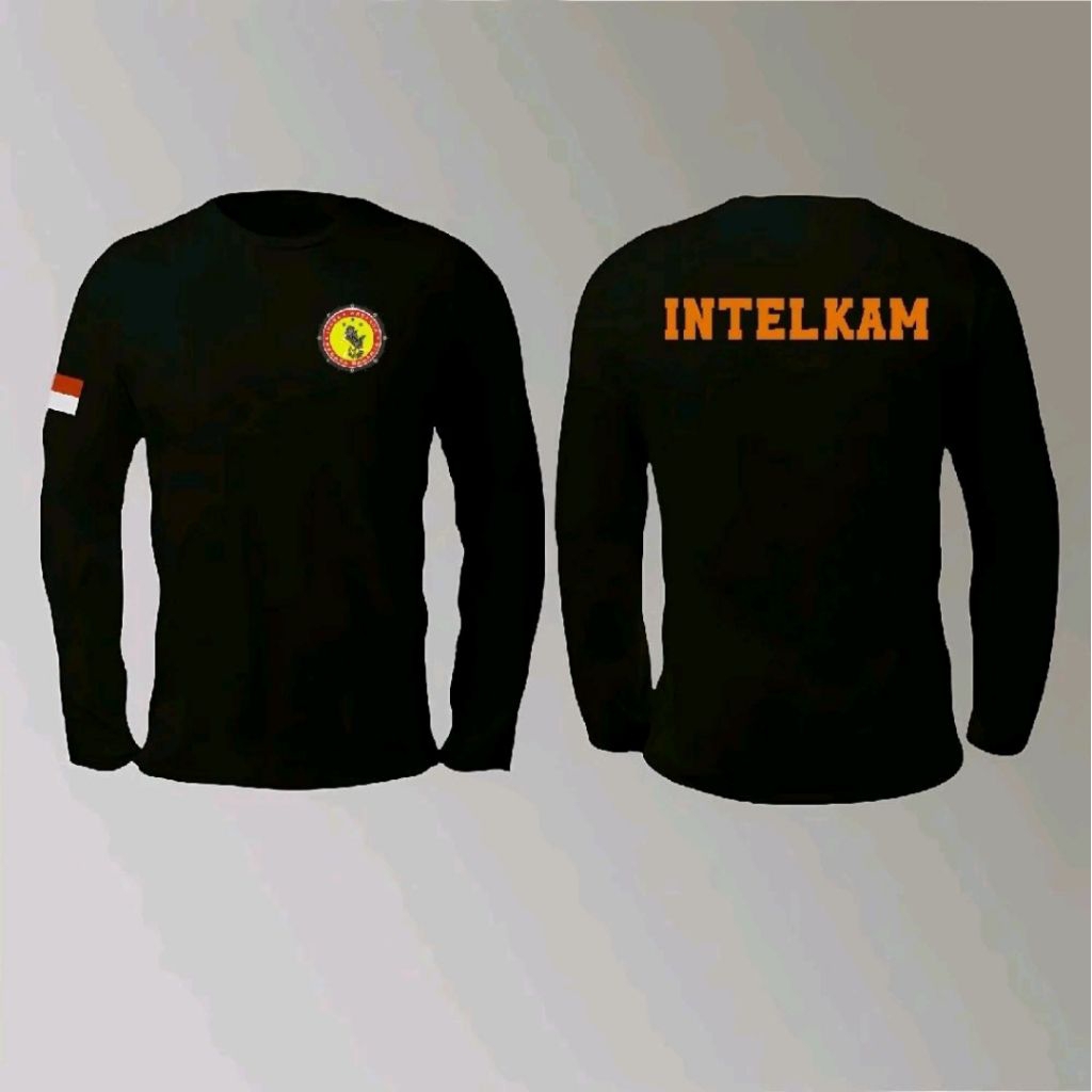 KAOS LENGAN PANJANG INTELKAM SIMPEL TULISAN OREN