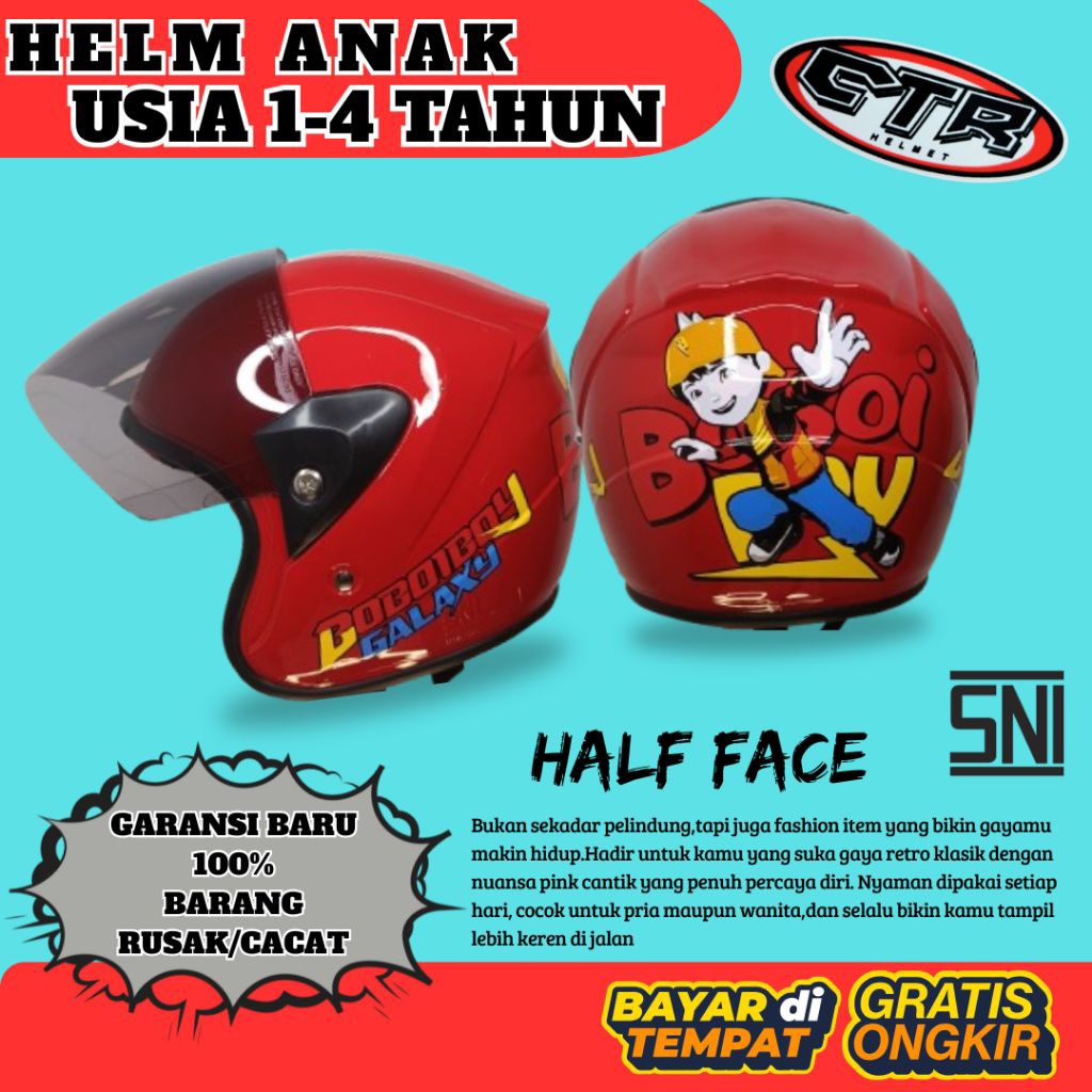 Helm Anak Kecil SNI Usia 1 2 3 4 Tahun Motif Lucu Laki Laki Perempuan Terbaru