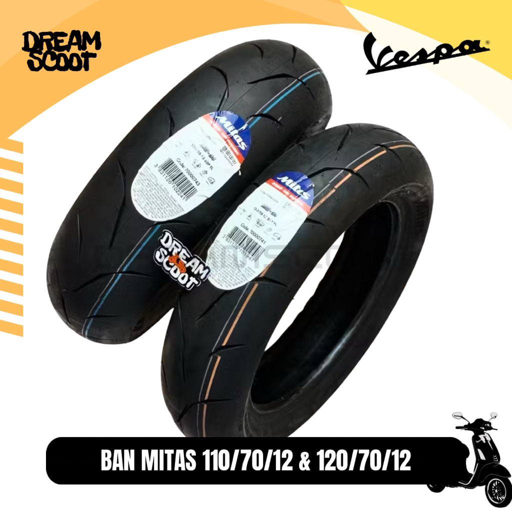 Ban Mitas 110/70/12 & 12/170/12 Ring 12 Vespa Matic Vespa Sprint Vespa Primavera Vespa S Vespa LX Ve