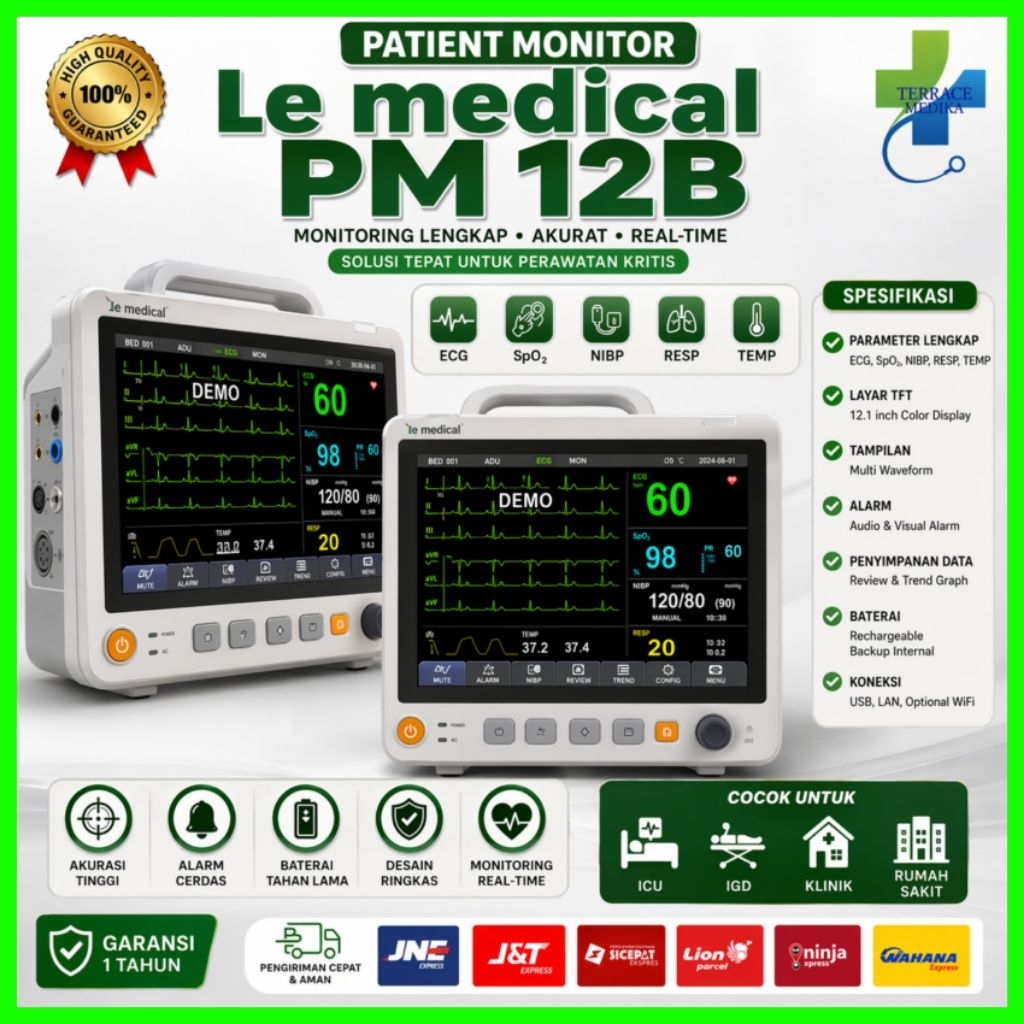 Patient Monitor Le Medical / patient monitor PM 12B / Patient Monitor AKL / Pasien Monitor ICU / Ala