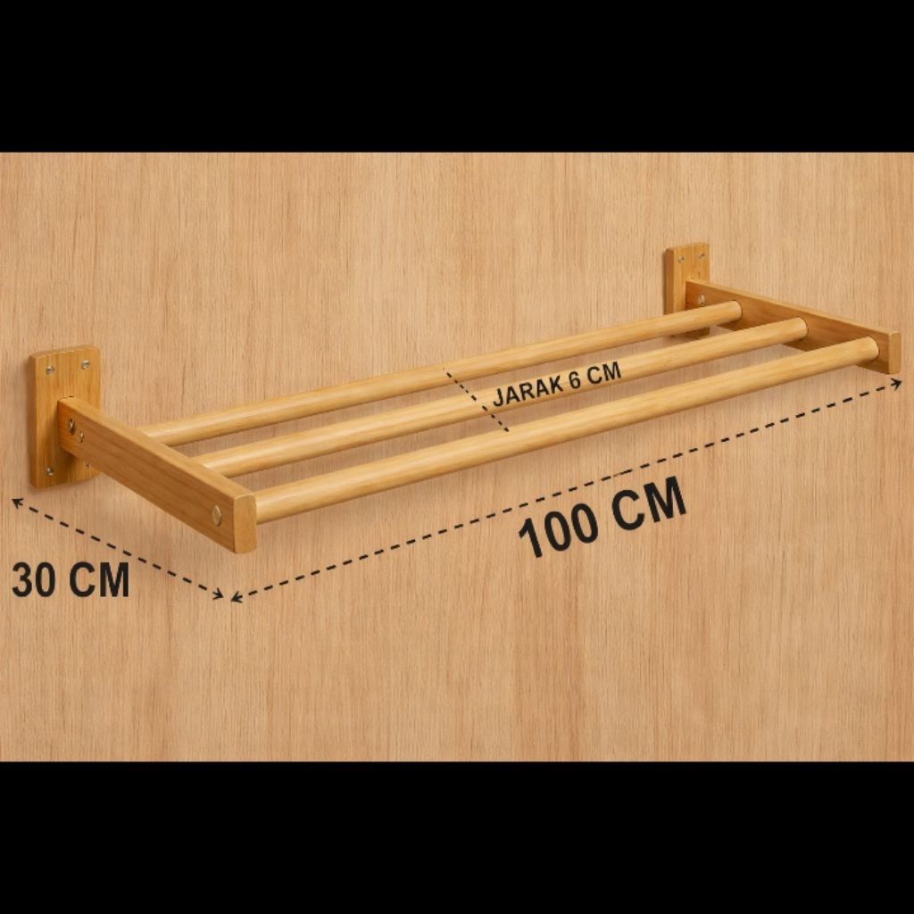 jemuran/sampaian dinding baju minimalis dari kayu jati sudah mulus dan vernis