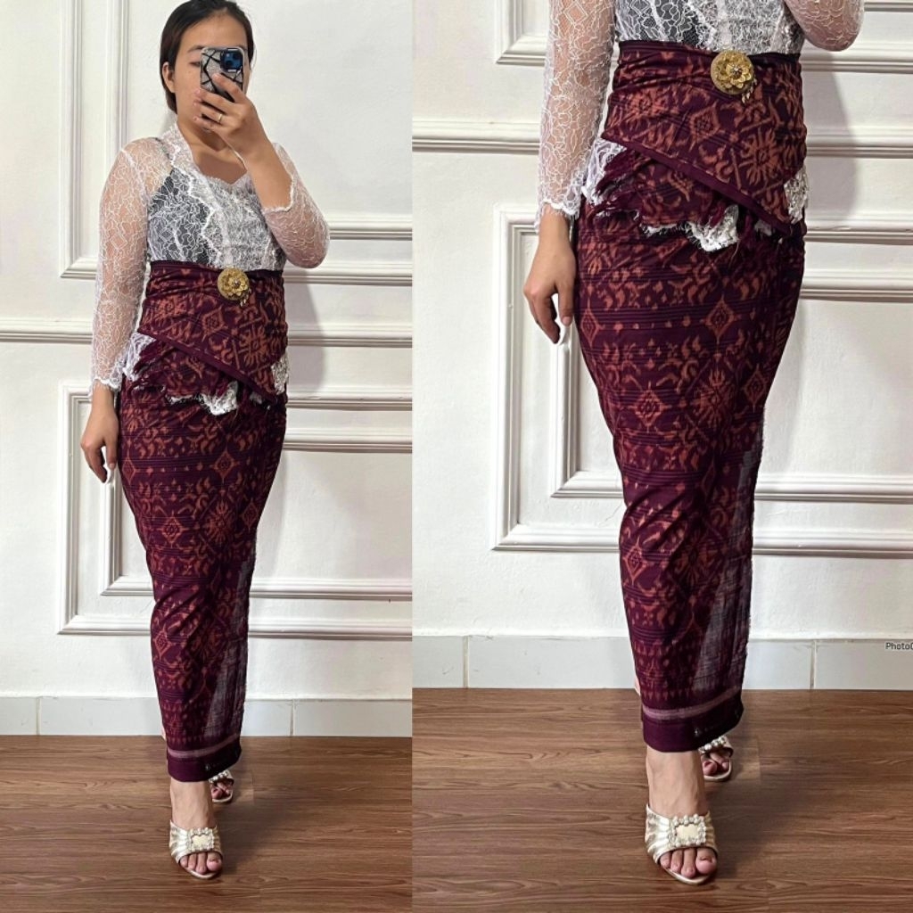 kain tenun endek tenun original lasem plus selendang // kamen endek tenun bali ori