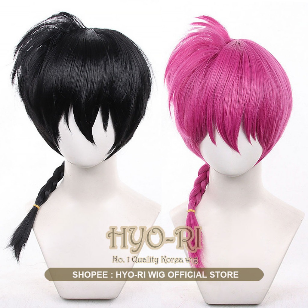 HYO-RI WIG : WIG RANMA SAOTOME WIG COSPLAY ANIME RANMA 1/2 PINK HITAM