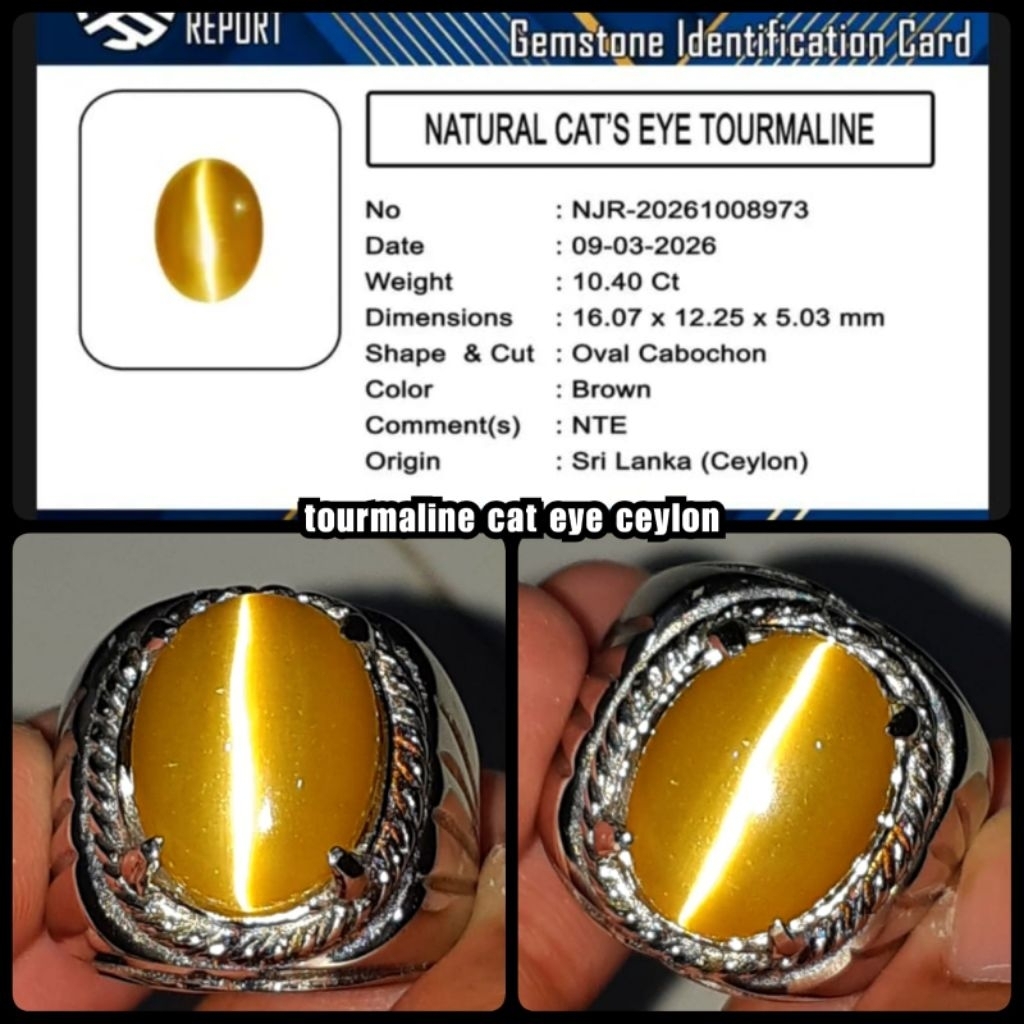 NATURAL BATU CAT TOURMALINE + MEMO LAB