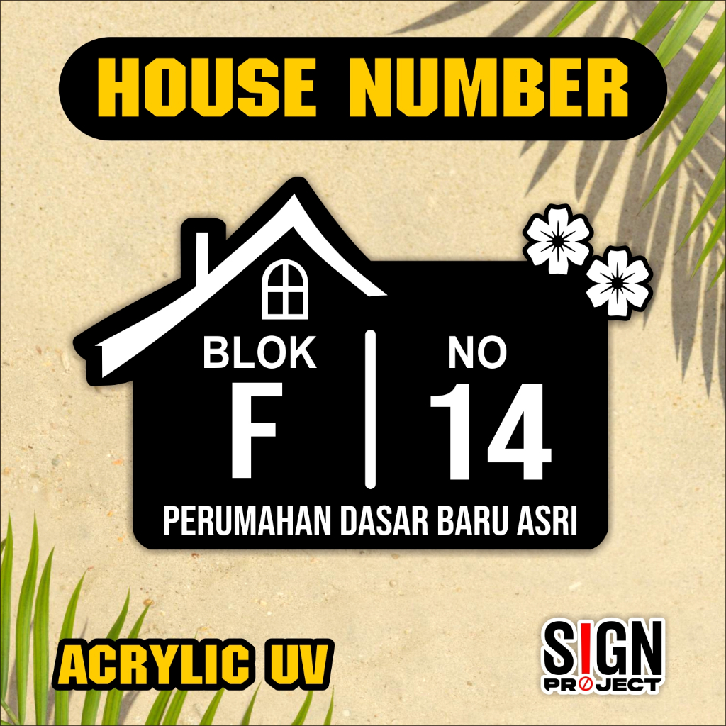 Nomor Rumah Aesthetic Akrilik Bebas Custom Tempel | Nomer Rumah Villa Kos Penginapan Hotel  Papan No