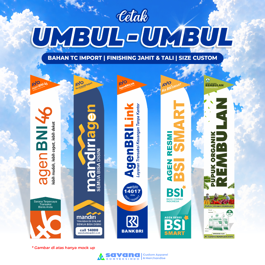 Cetak Umbul - Umbul Kain | Umbul - Umbul Kain Custom | Free desain & Minmal 2 Pcs