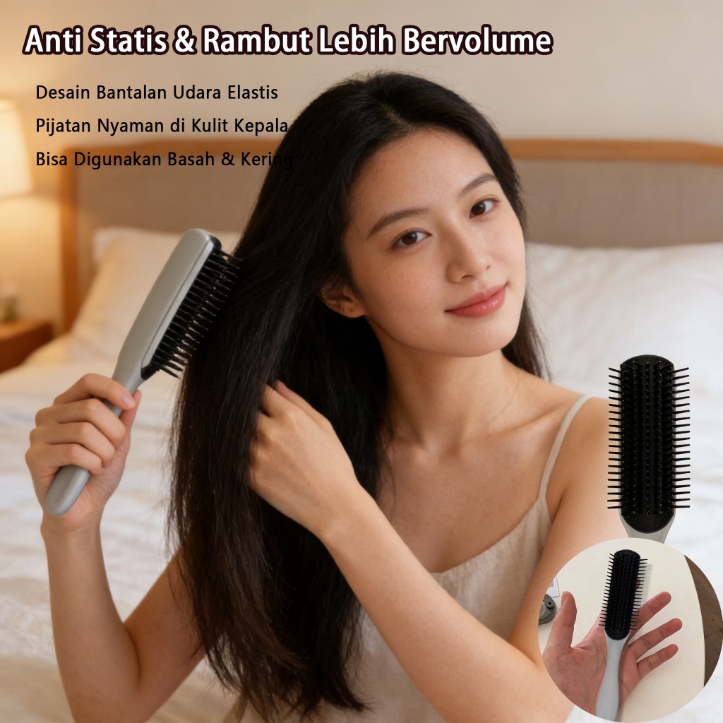 Sisir Rambut Anti-kusut Anti-statis untuk Perawatan Rambut Panjang Pendek Lurus Keriting Tebal Cocok