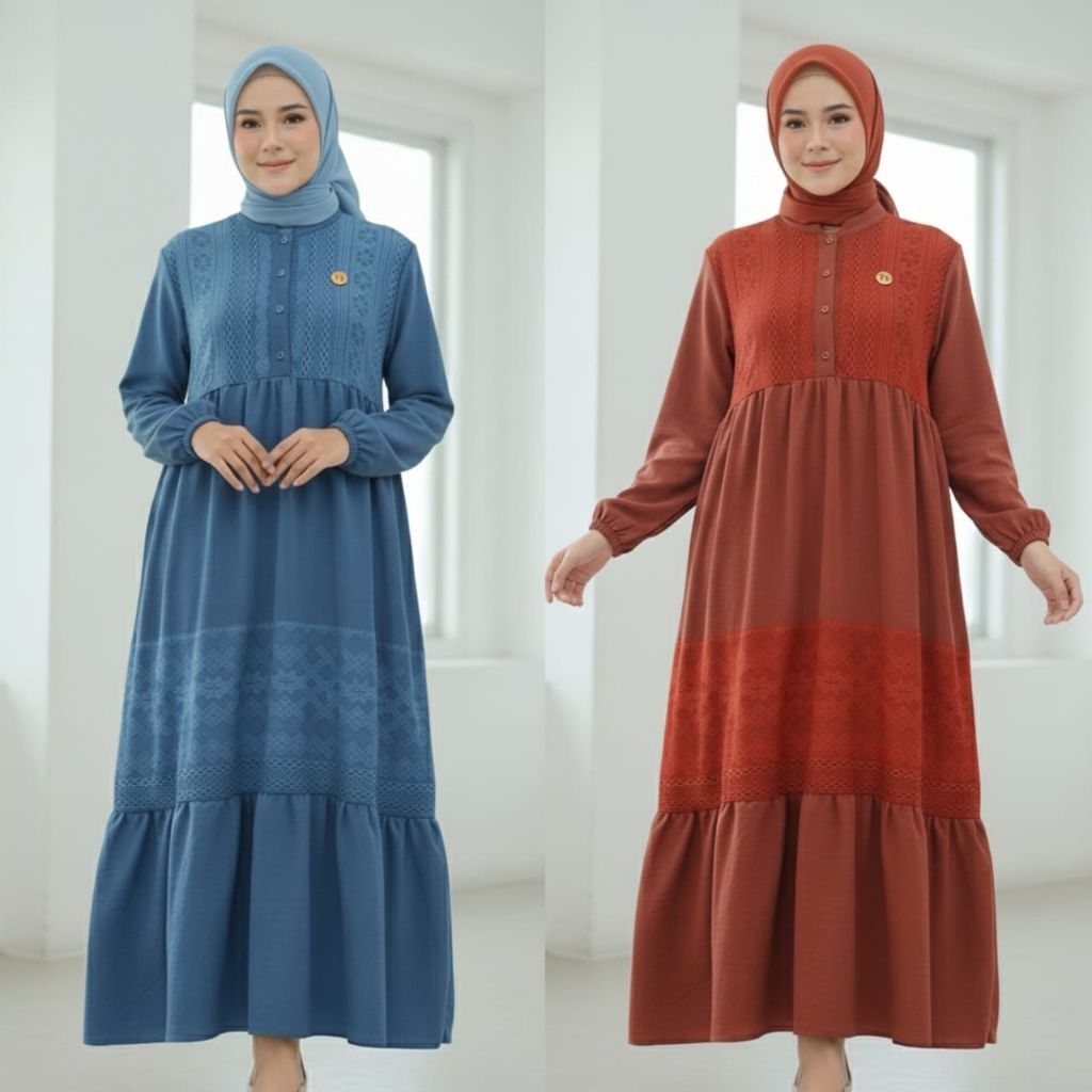 Gamis muslimah model terbaru,gamis dewasa jumbo busui bahan crinkle aleva motif bunga etnik abstrak 