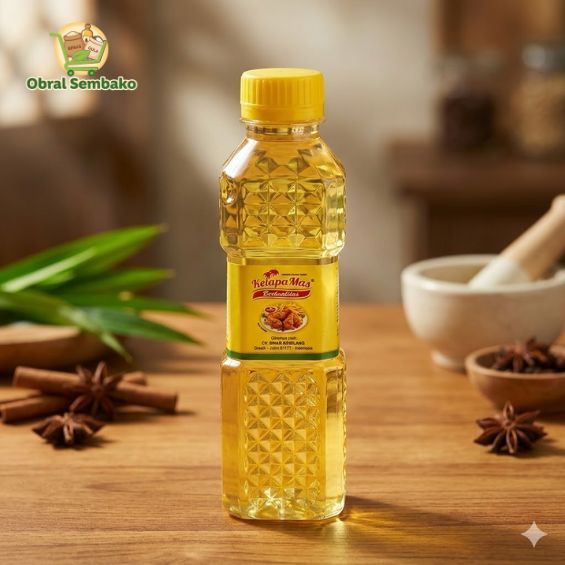 Minyak Goreng Kelapa Mas 250ml - 1 Karton Isi 48 Botol, Praktis untuk Kebutuhan Memasak Sehari-hari
