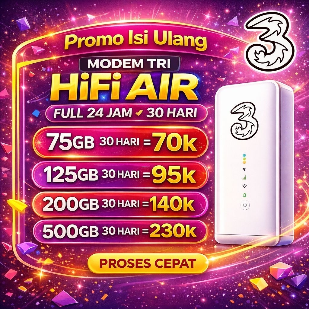 Paket Internet Three Modem Hifi Air Bulanan