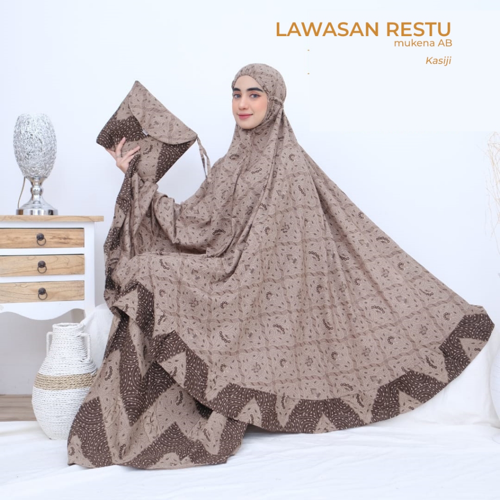 FJ Mukena AB LAWASAN RESTU Rukuh Telekung Atas Bawah Batik Rayon Premium Perlengkapan Ibadah Sholat 