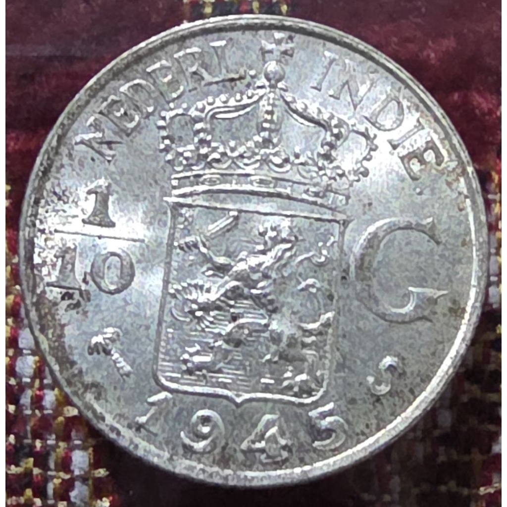 Koin Perak 1/10 Gulden 1945 S