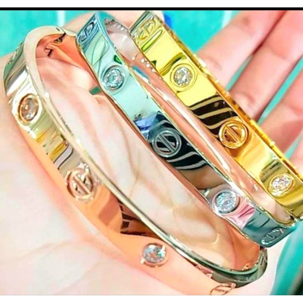 gelang bangle titanium, motip lebar