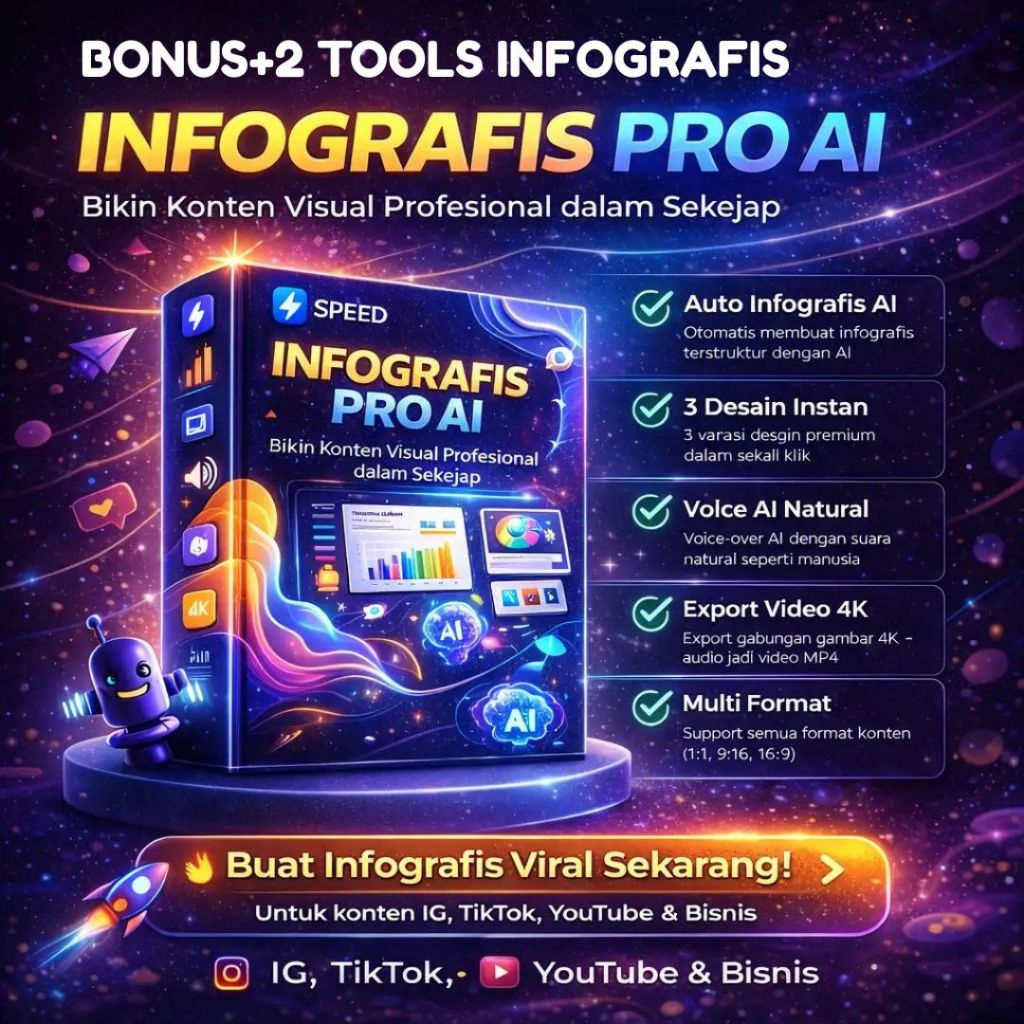 Infografis AI Tools Digital | Buat Konten Visual dan Video Otomatis | Template Infografis Marketing 