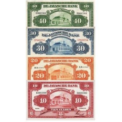 4 lembar seri Gulden Building Bank Java Souvenir Replika Repro