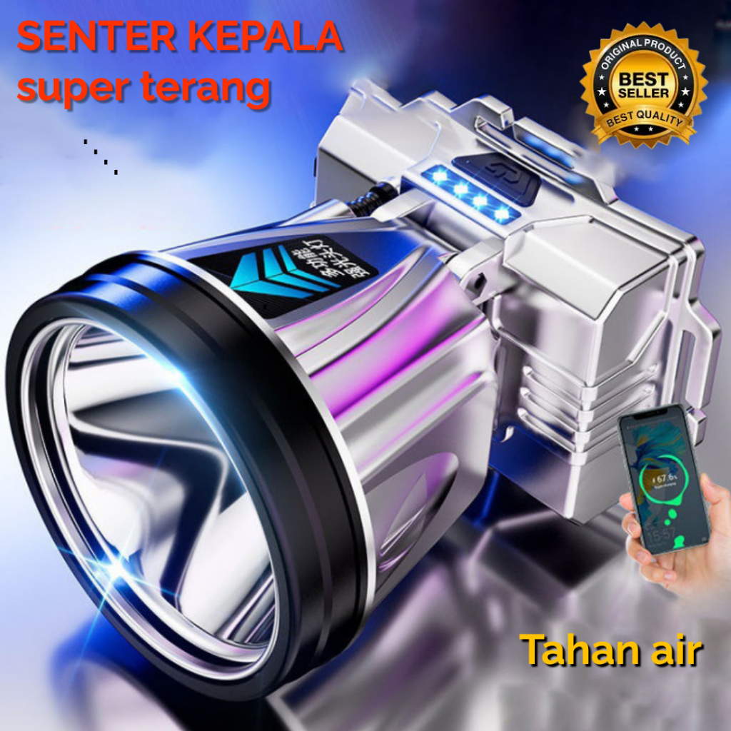 SUPER TERANG Lampu Kepala 300watt Senter Kepala Bisa Cas Kabel Type C