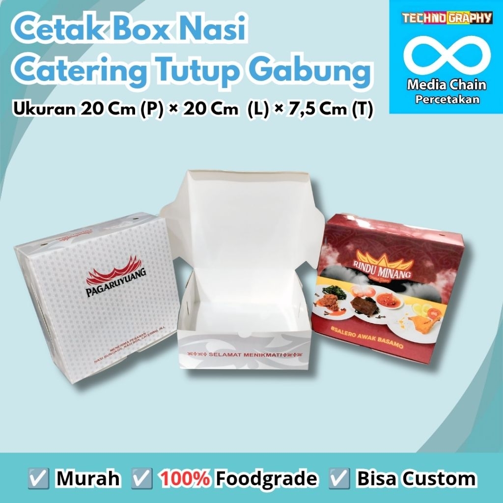 Box Nasi Catering (Lunch Box Catering) Custom Ivory Tutup Gabung