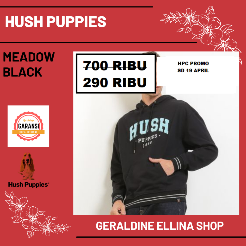 Jacket hoodie Hush Puppies pria 100% original seri MEADOW