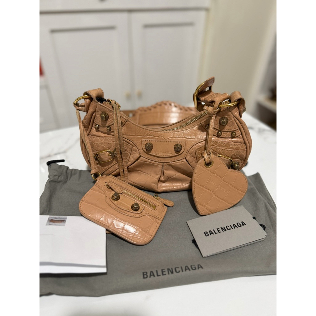 PRELOVED BALENCIAGA LE CAGOLE XS NUDE PINK CROCO