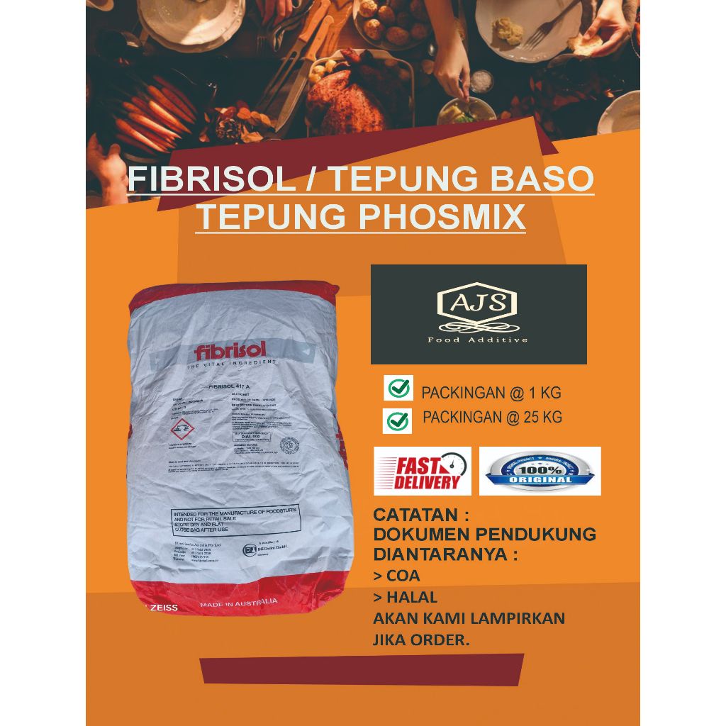 FIBRISOL EX AUTRALIA/FIBRISOL 417A PENGENYAL BAKSO/TEPUNG PHOSMIX/PENGEYAL MAKANAN FOOD GRADE UKURAN