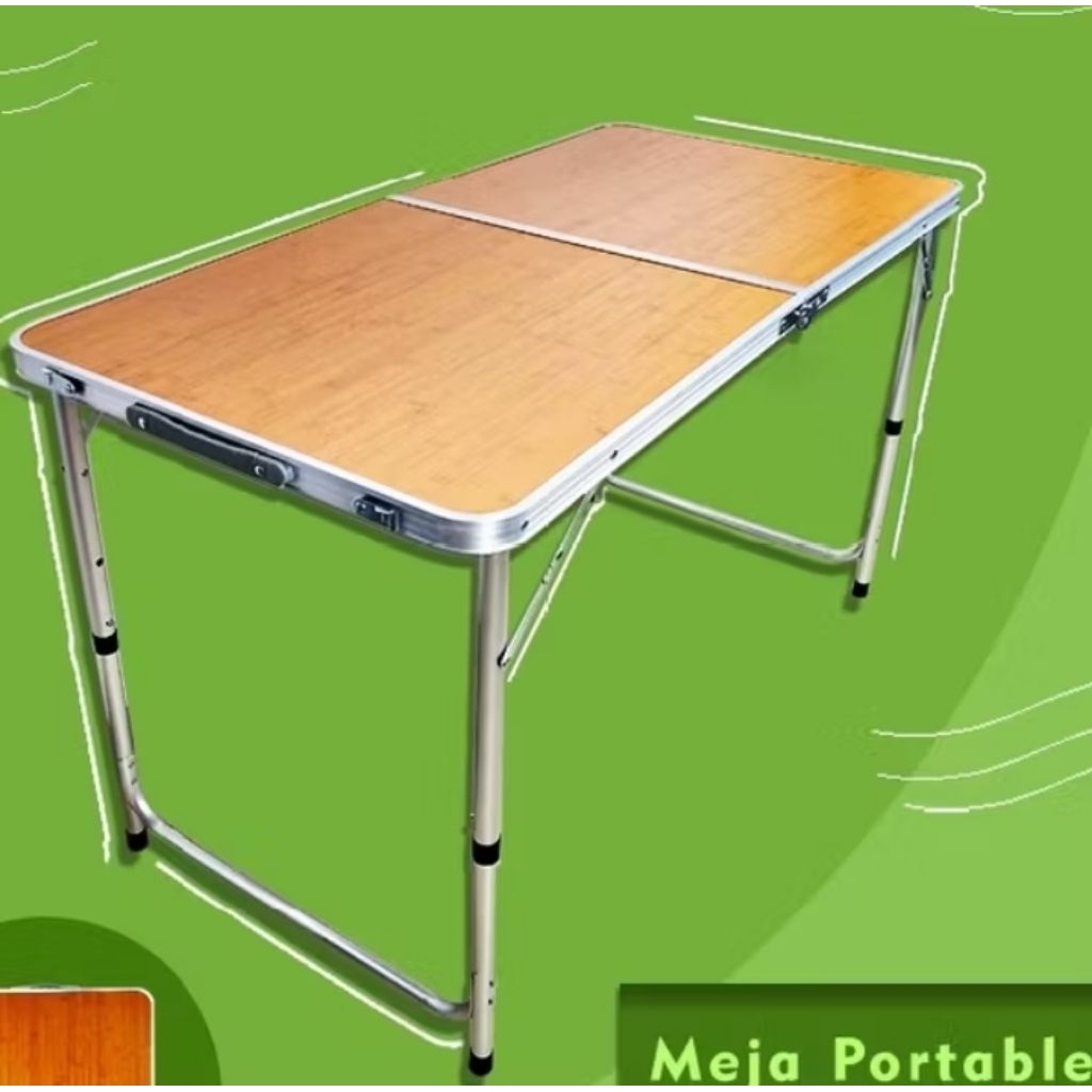 meja lipat portable ukuran 120*60 cm tinggi max 70cm