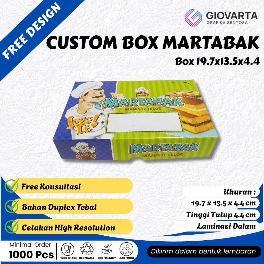 Box Martabak Laminasi dalam / Kemasan Martabak Telor / Wadah Martabak / Tempat Martabak / Dus Martab