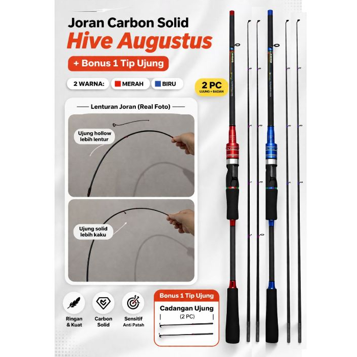 Joran Casting Carbon Solid Hive Monster + Bonus 1 Tip Ujung