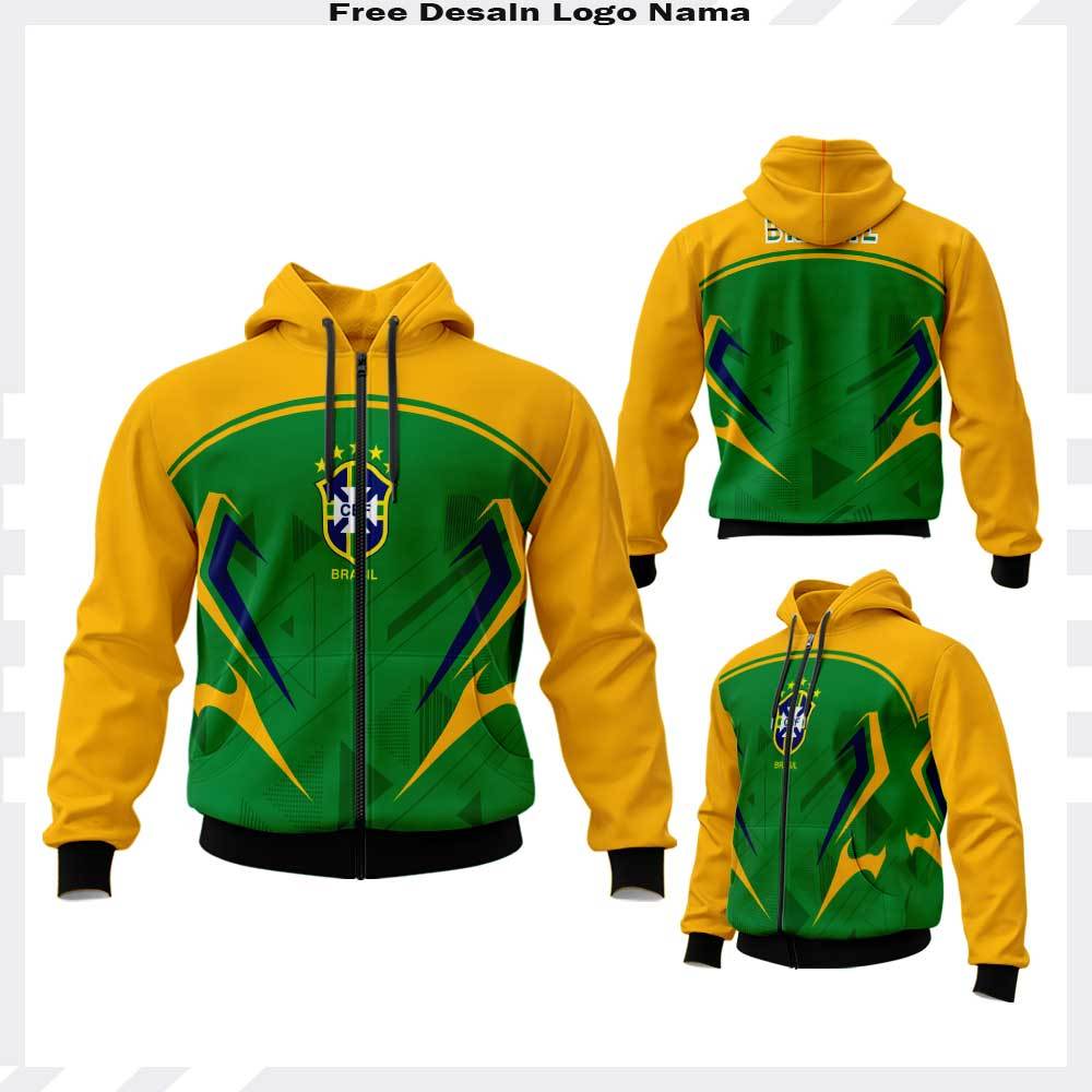 JAKET HOODIE FANTASY BRAZIL FULLPRINT JAKET SUPORTER CONTINGENT BRAZIL FULLPRINT