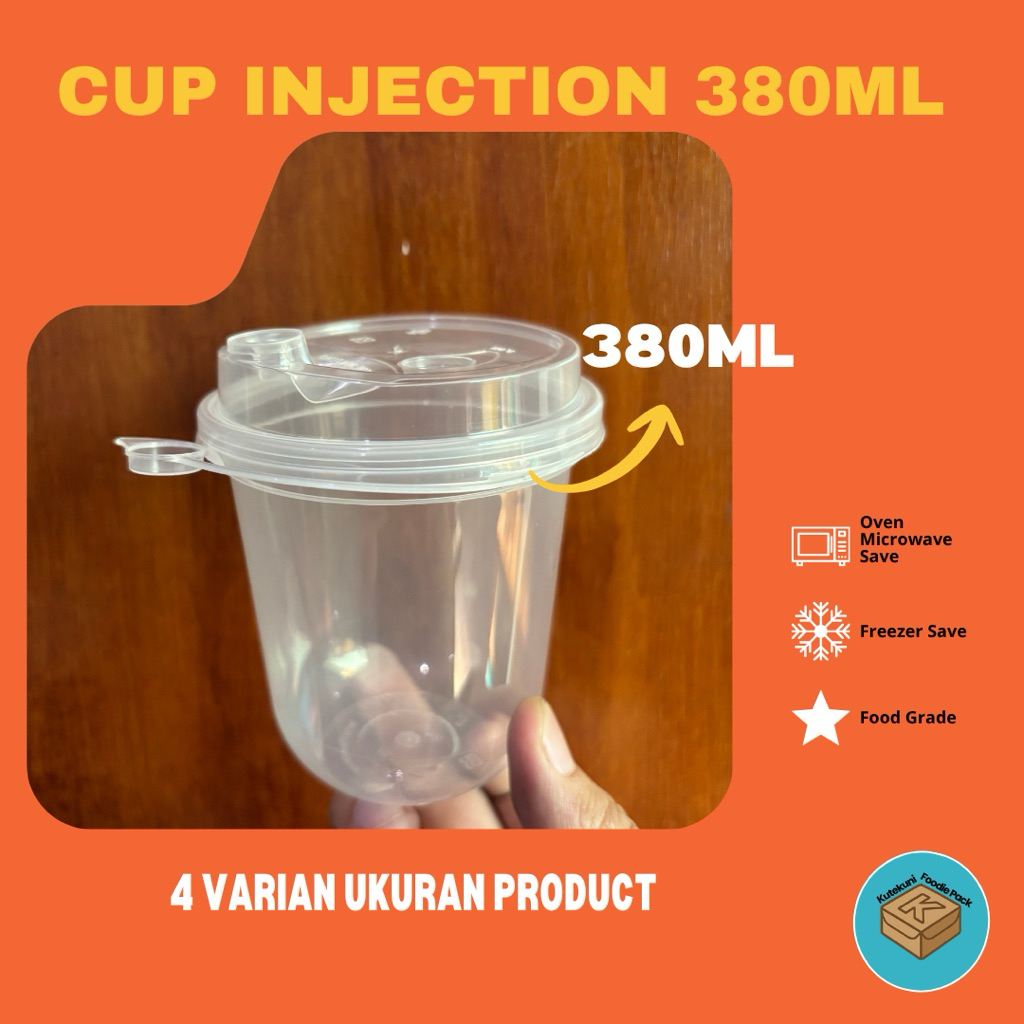 Cup Injection Cup + Tutup PP Bening Transparan |  380ML 400ML 500ML 700 ML PP Cup