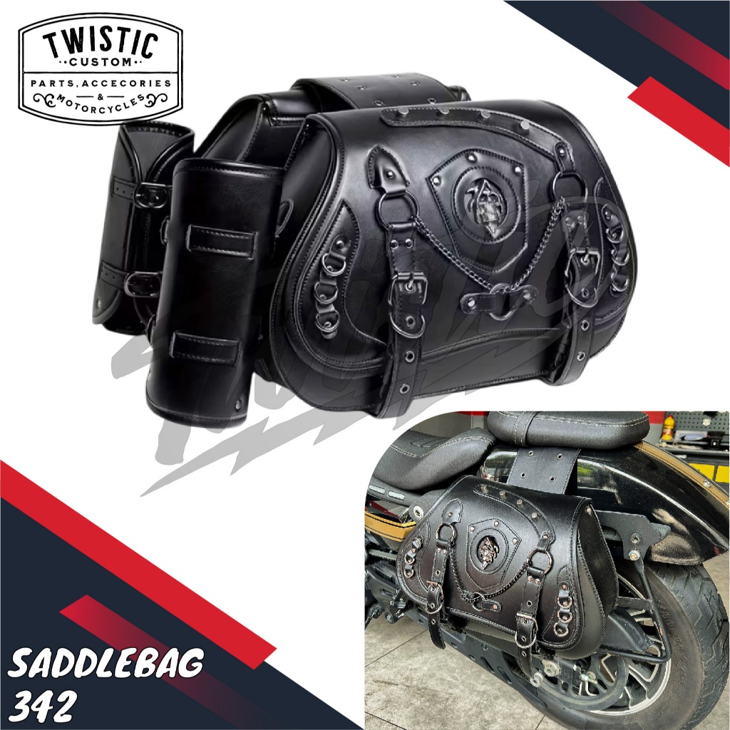 Side Bag Saddle Bag Saddlebag 342 Tas Kulit Samping Pannier Motor Harley Davidson Vulcan 650 Honda R