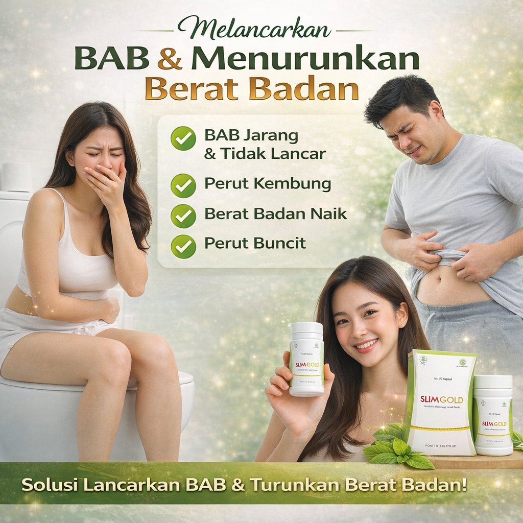 Obat Melancarkan BAB dan Menurunkan Berat Badan Pelangsing Badan Penghancur Lemak SLIM GOLD