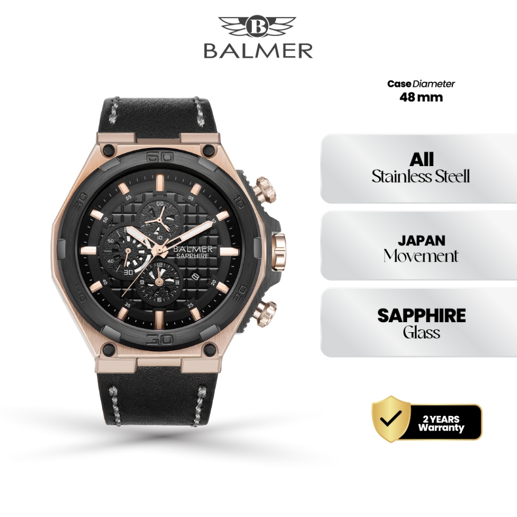 BALMER Jam Tangan Pria Analog B-7947MC - GENUINE LEATHER STRAP