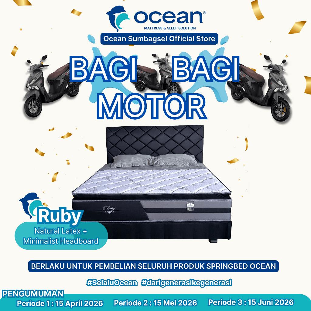 [OOS PTC] Springbed Ocean Ruby Latex (33cm) | Spring Bed Firm | Kasur Latex Alami & Bonnell Spring |