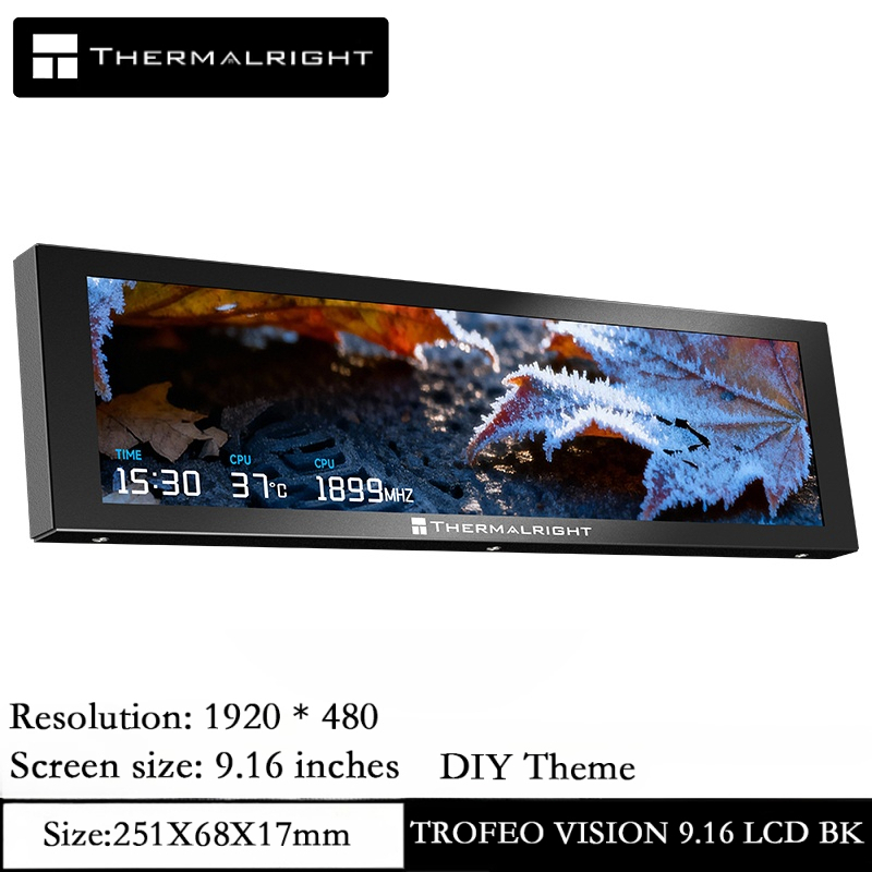 Thermalright TROFEO VISION LCD IPS 9.16 inci 1920*480 resolusi layar LCD warna penuh magnetik PC lay