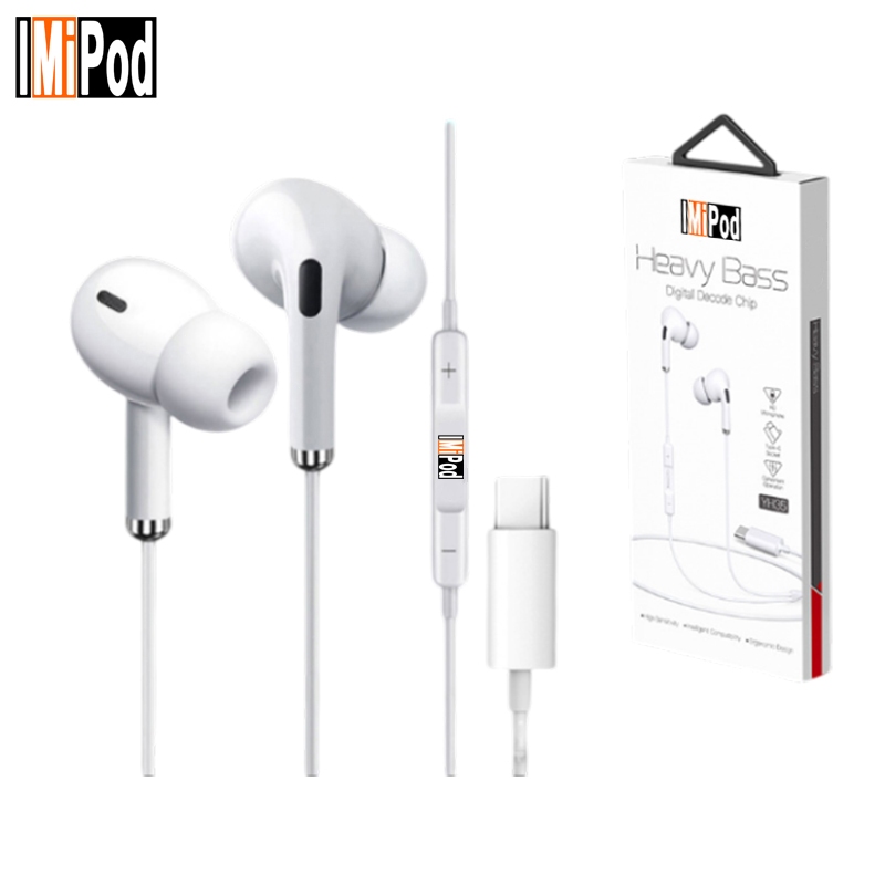 Headset lMiPod YH35 Type C Super Bass Stereo Sound Earphone with Mic & Volume Control