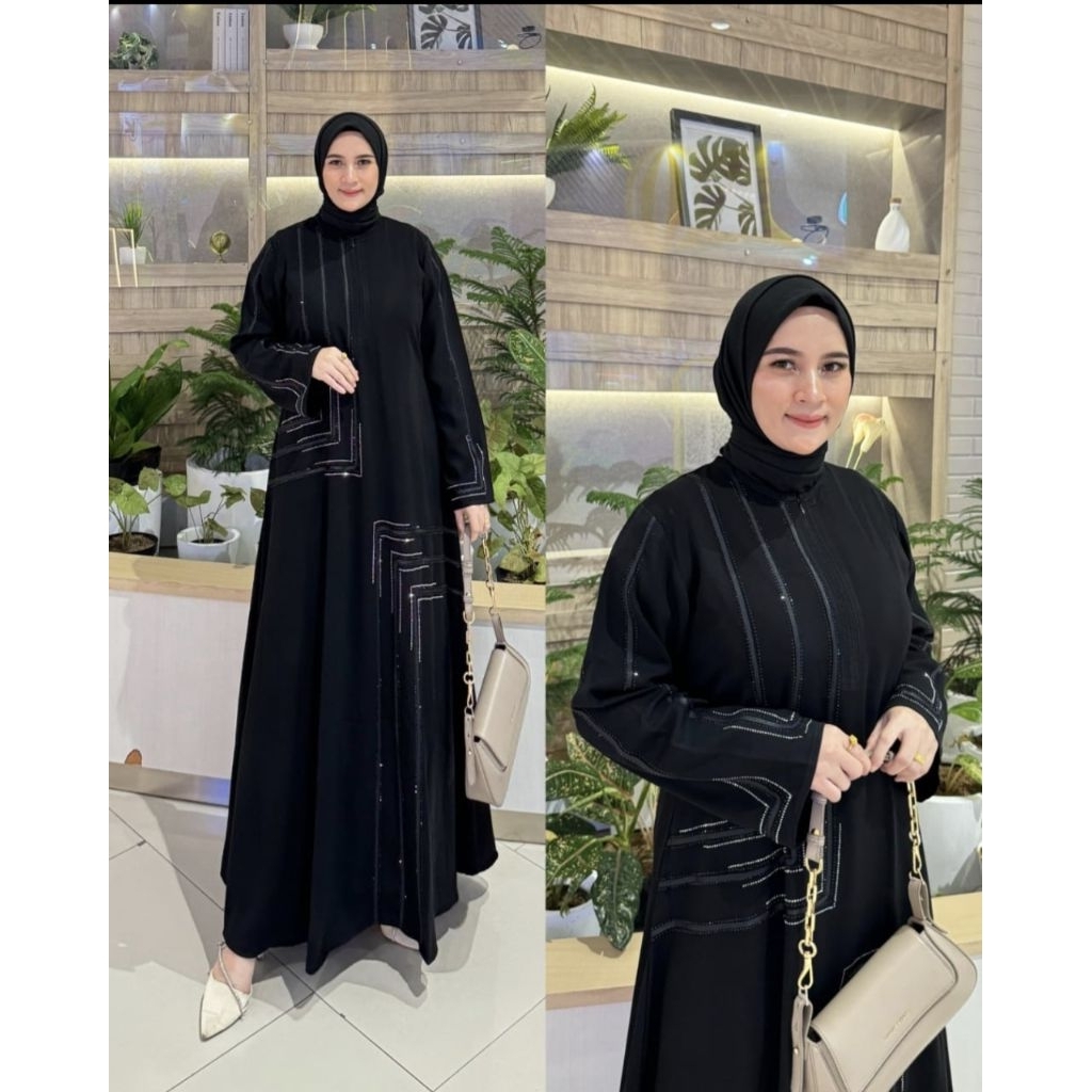 Abaya Hitam Jetblack Gamis Arab Simpel Elegan
